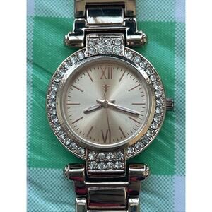 Bella & Rose Rose Gold Tone Rhinestone Bezel Women’s Quartz Watch